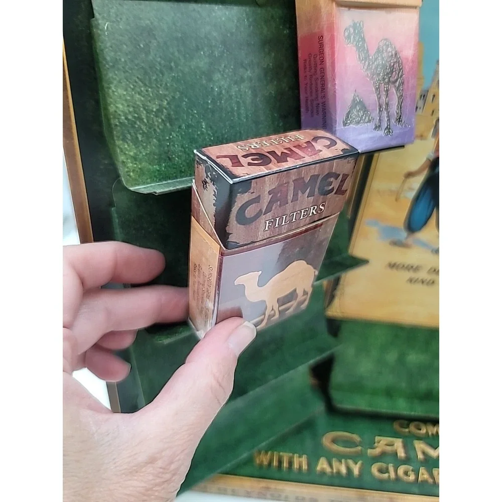 VTG Camel Cigarette Metal Tin Zippo Lighter Store Display Shelf Collectible
